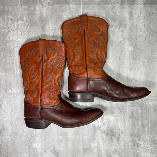 Tony Lama Women’s Western Cowboy Boots – Two-Tone Leather, Size 9