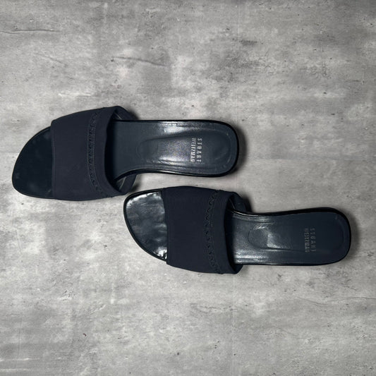 90s Stuart Weitzman Black Leather Slide Platform Sandals – Size 8