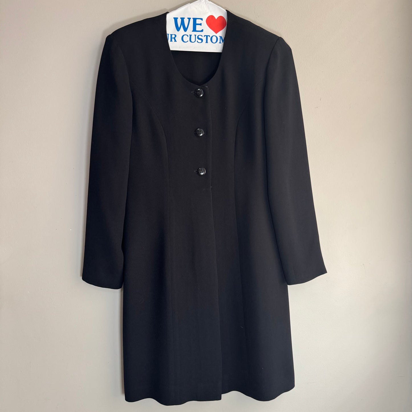 Vintage 90s Talbots Collarless Black Blazer Dress – Petite, Size S