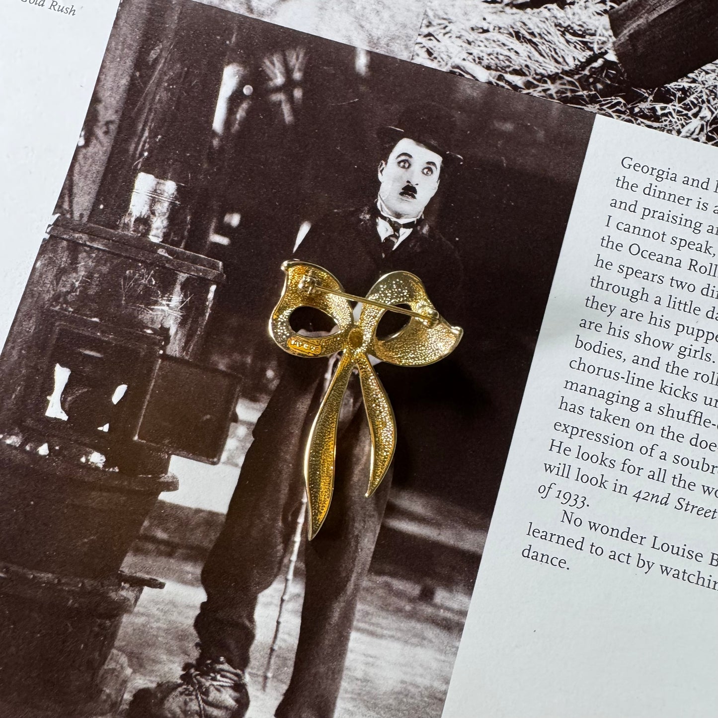 Napier Gold and CZ Bow Brooch