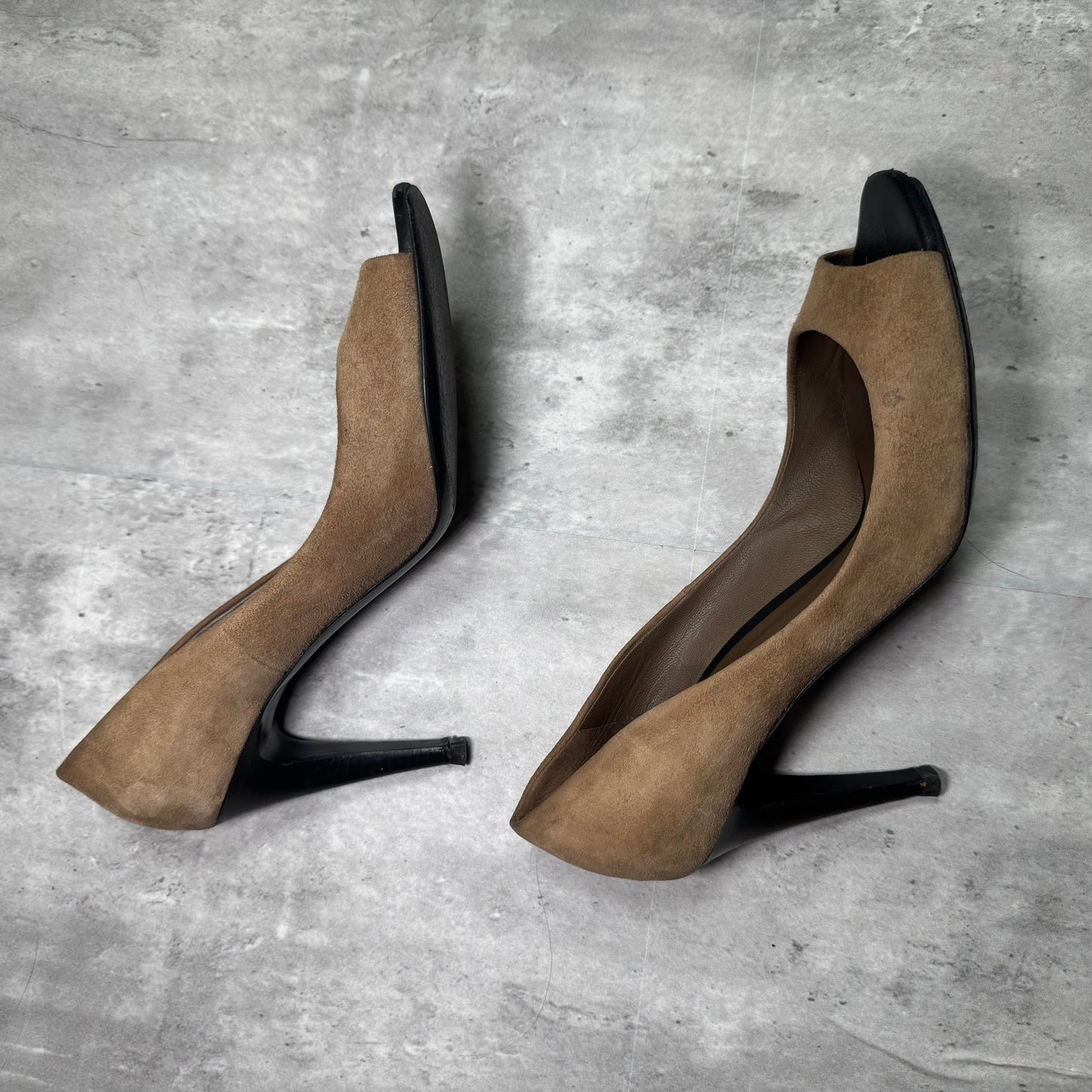 Vintage Bottega Veneta Black Suede Peep Toe Pumps – Size 41
