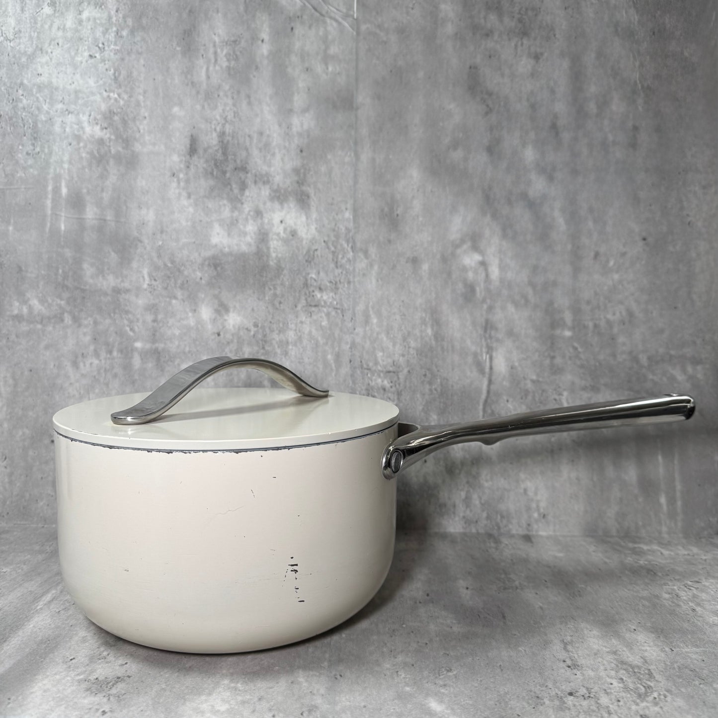 Caraway 3QT White Ceramic Nonstick Saucepan with Lid – Pre-Loved