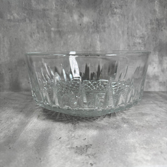 Arcoroc France Glass Bowl – Geometric Sunburst Pattern