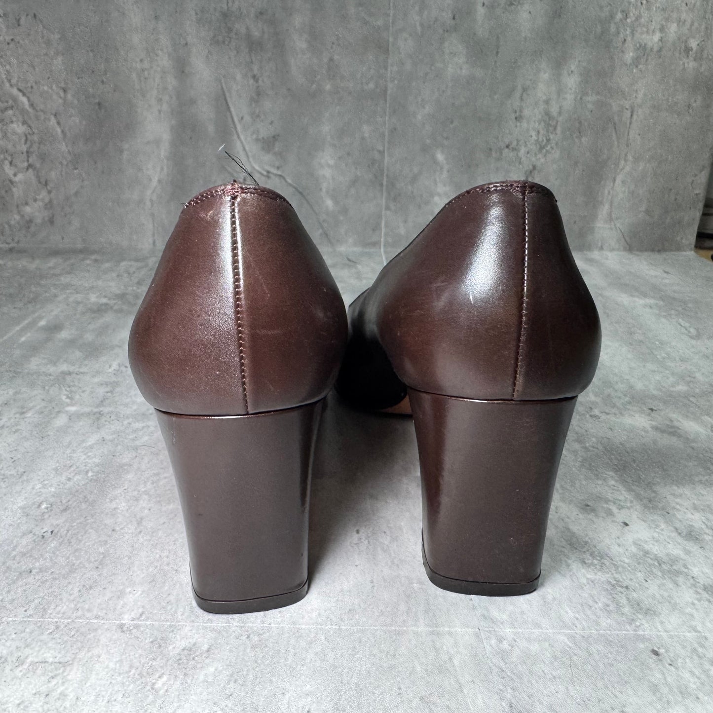 Salvatore Ferragamo Dark Brown Leather Pumps – Silver Horsebit Detail, Made in Italy, Size 8.5B