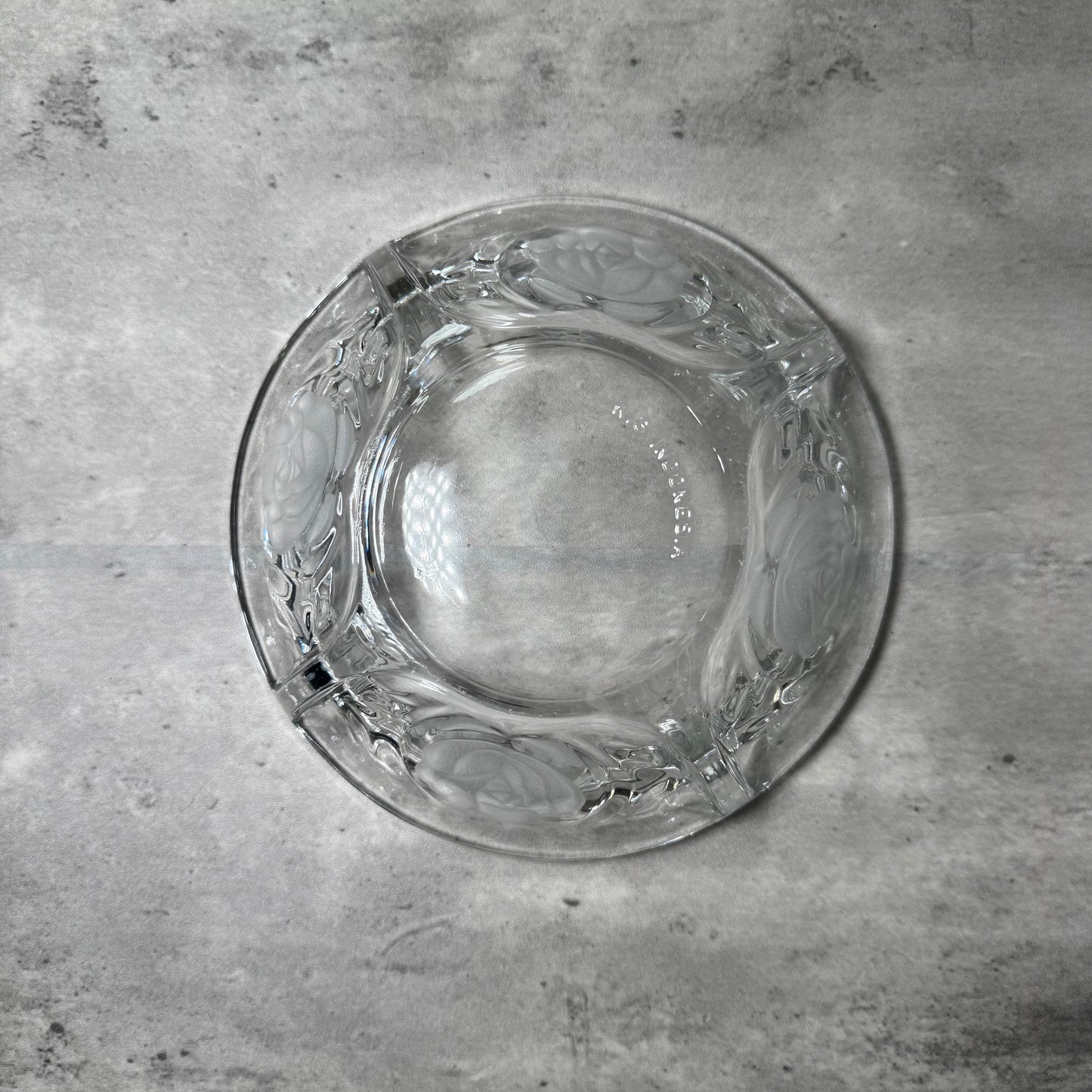 Kig Indonesia Pressed Glass Rose Ashtray