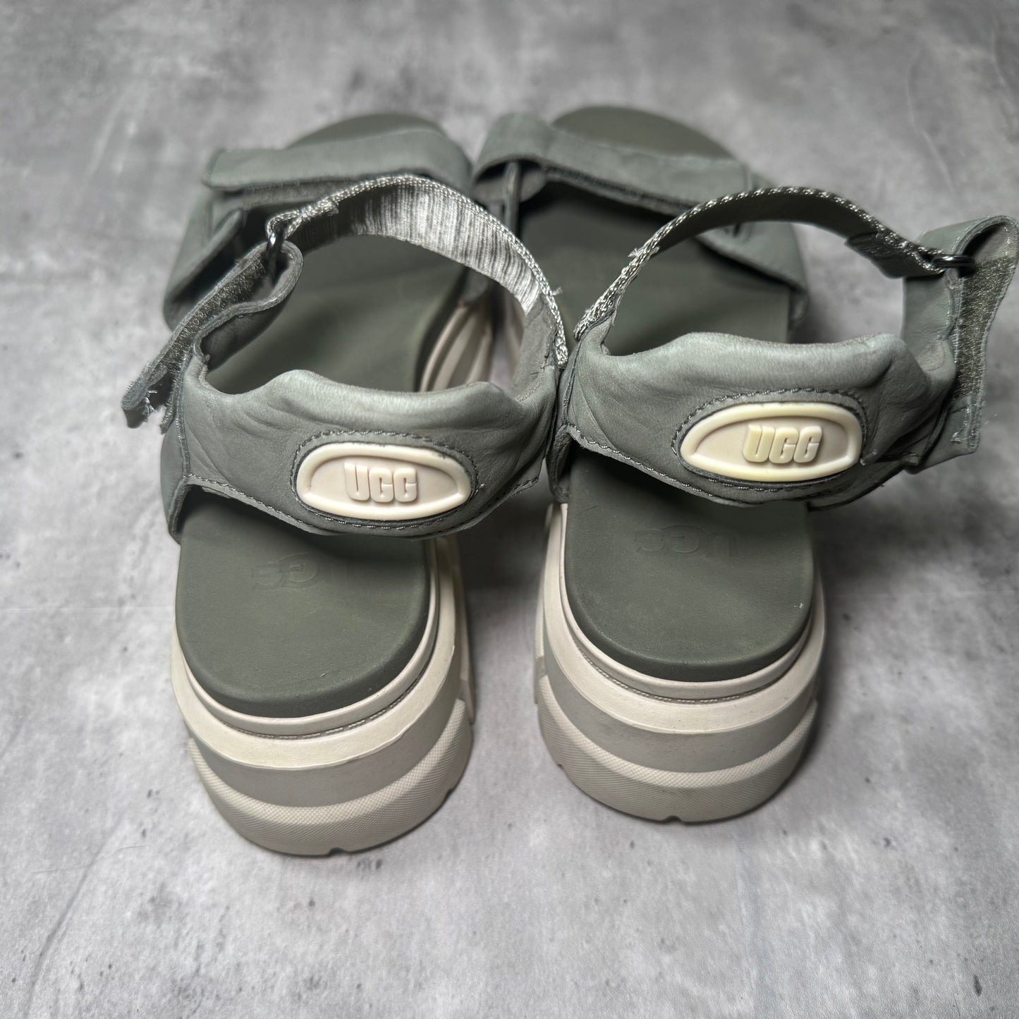 UGG “Ashton” Ankle Sandal – Olive Green, Size 9, Chunky & Chic