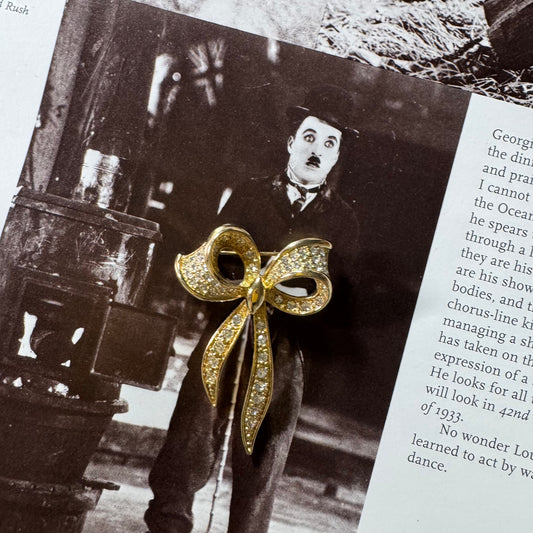 Napier Gold and CZ Bow Brooch