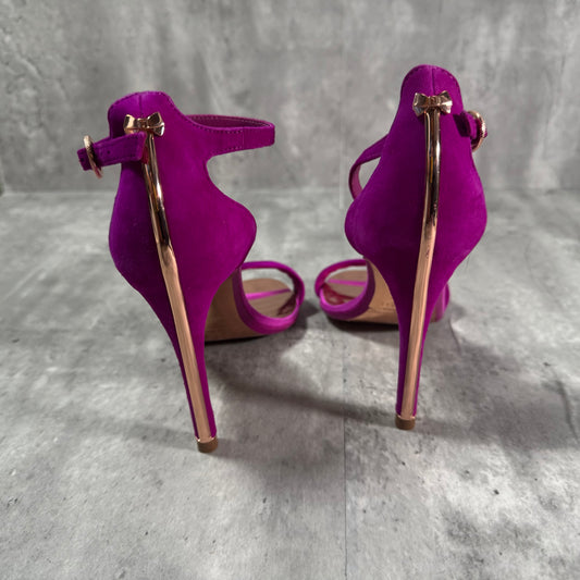 Ted Baker Velvet Fuchsia strappy Heels with rose gold details