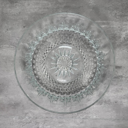 Arcoroc France Glass Bowl – Geometric Sunburst Pattern