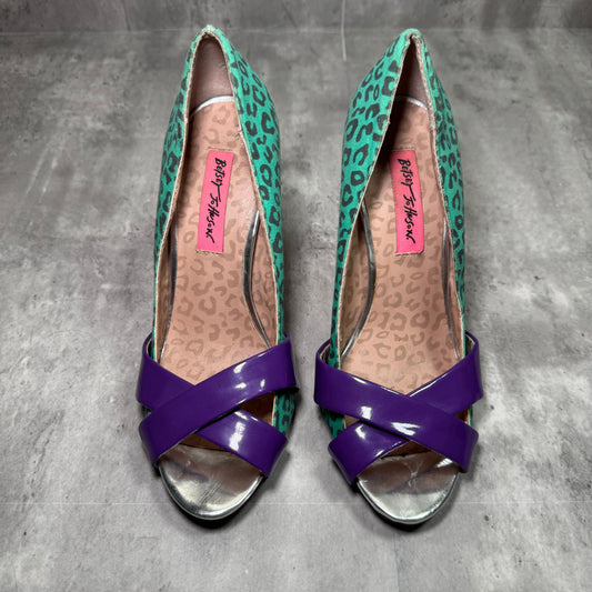 Vintage Betsey Johnson “Jassmine” Multicolor Leopard Print Heels – Size 7