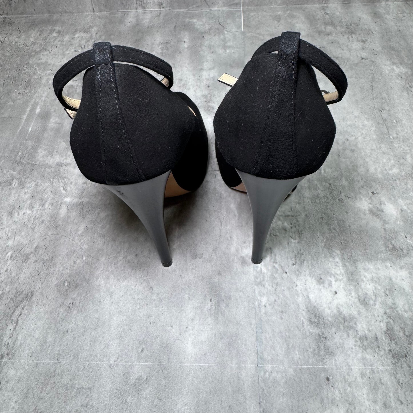 Giuseppe Zanotti Black Peep Toe Platform Heels – Ankle Strap & Buckle Detail, Size EU 38.5 (US 8.5)