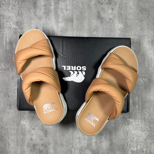 Sorel Viibe Twist Slides – “Sea Salt” in Honest Beige, Size 10