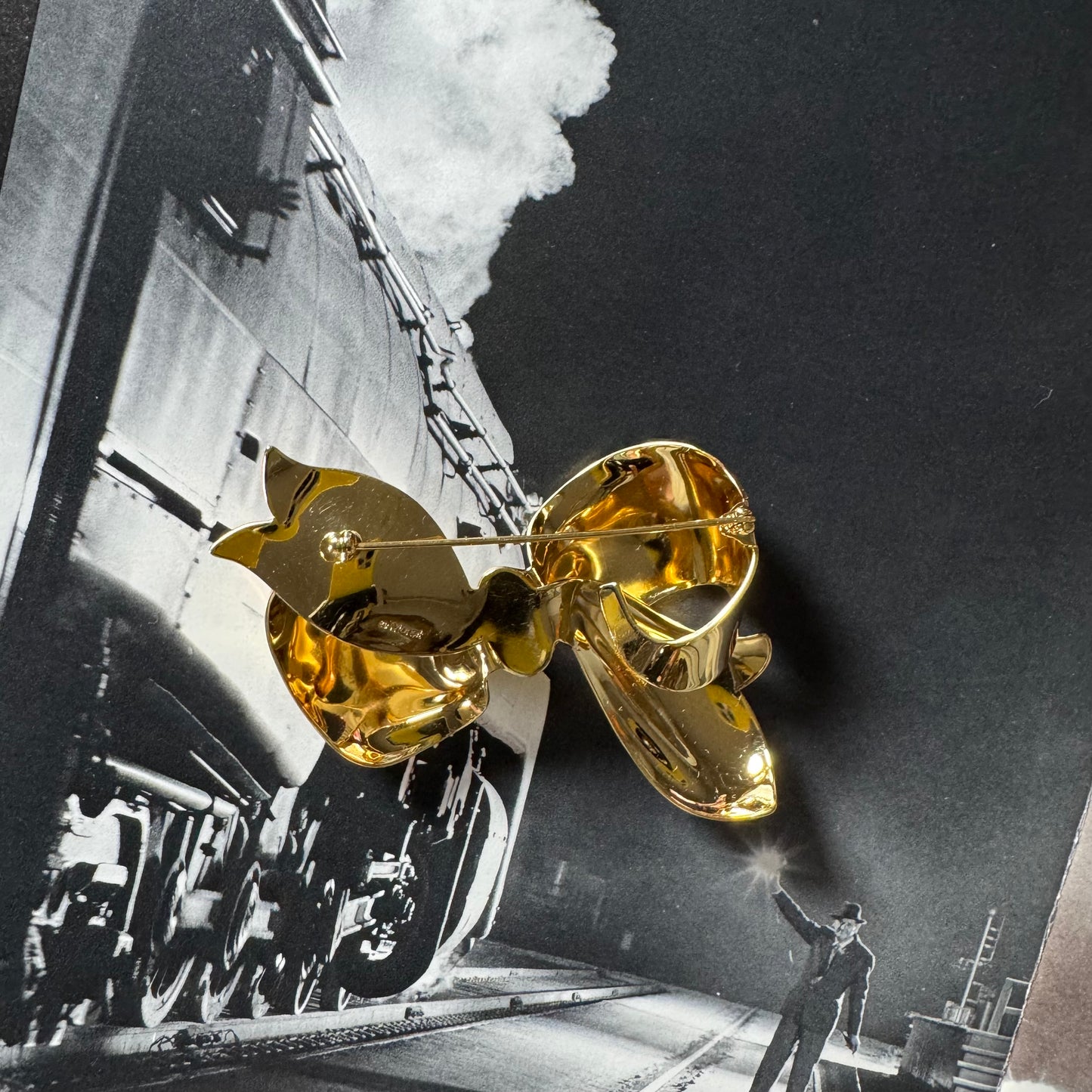 Monet Large Gold Bow Brooch
