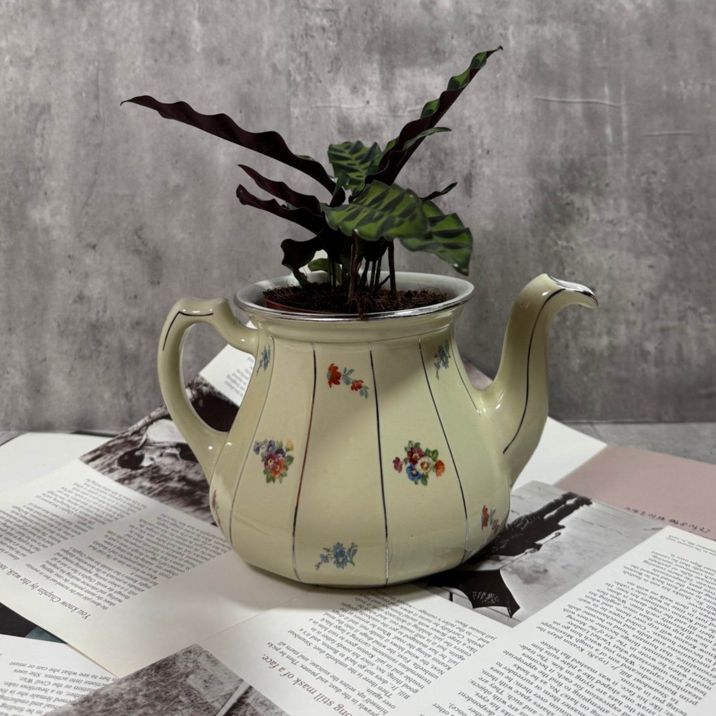 Hall China Floral Pour-Right Tricolator Pot – Yellow Teapot with Floral Design