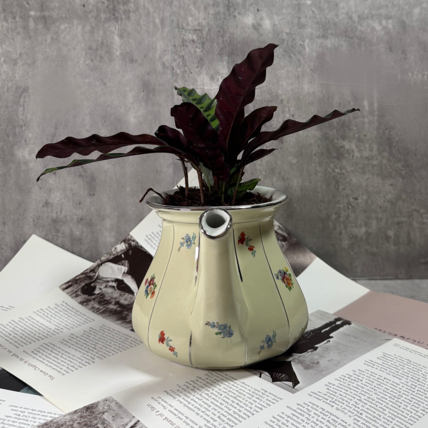 Hall China Floral Pour-Right Tricolator Pot – Yellow Teapot with Floral Design