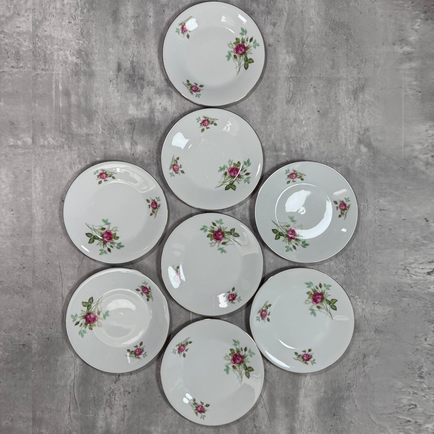 Vintage Hertel Jacob Rose Side Plates – Gold Rimmed with Floral Design, Bavaria