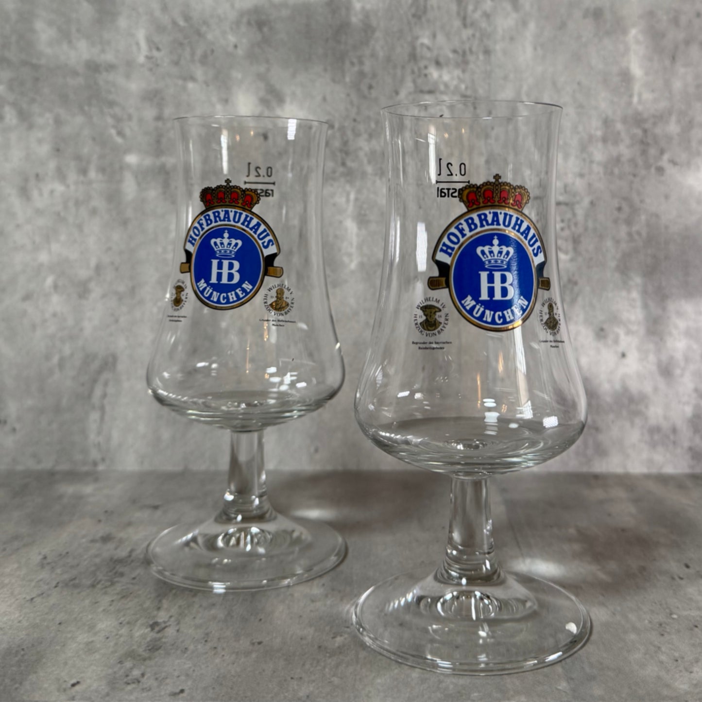 Set of 2 Hofbräuhaus München 0.2L Beer Glasses – Traditional German Brewery Logo