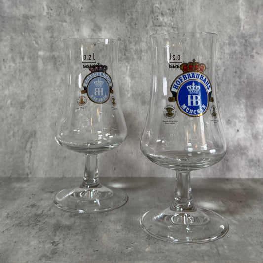 Set of 2 Hofbräuhaus München 0.2L Beer Glasses – Traditional German Brewery Logo