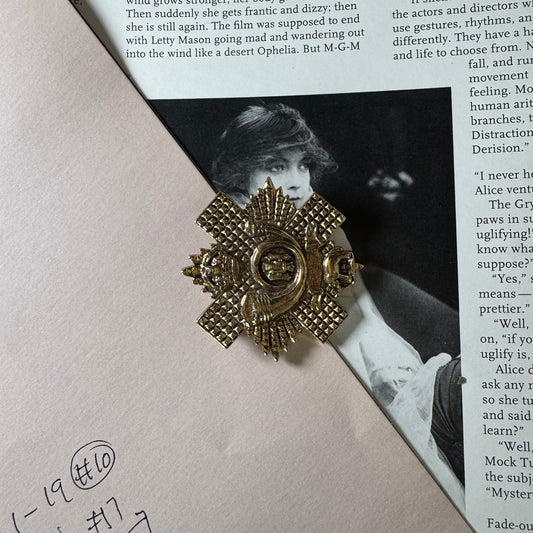 Vintage Bronze Tone Crest Brooch