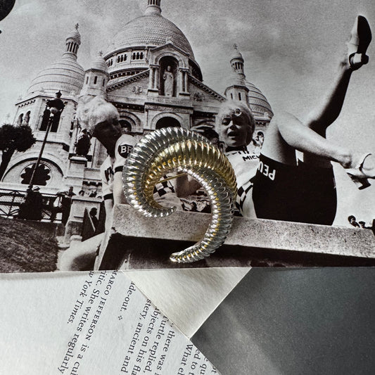 Vintage Silver and Gold Swirl Textured Brooch