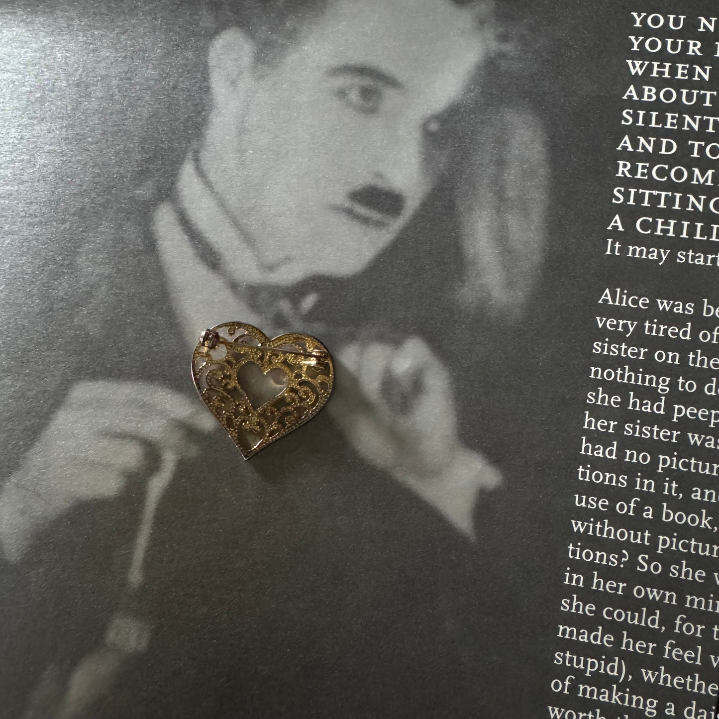 Vintage Tone Gold Filigree Heart Brooch