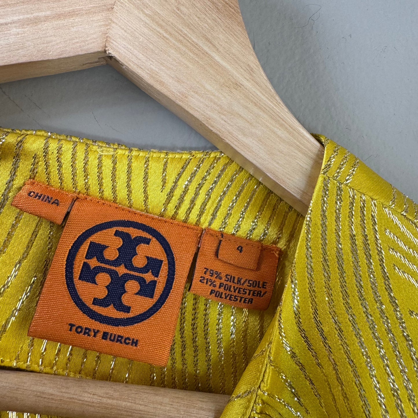 Tory Burch Yellow Metallic Sleeveless Top – Size 4