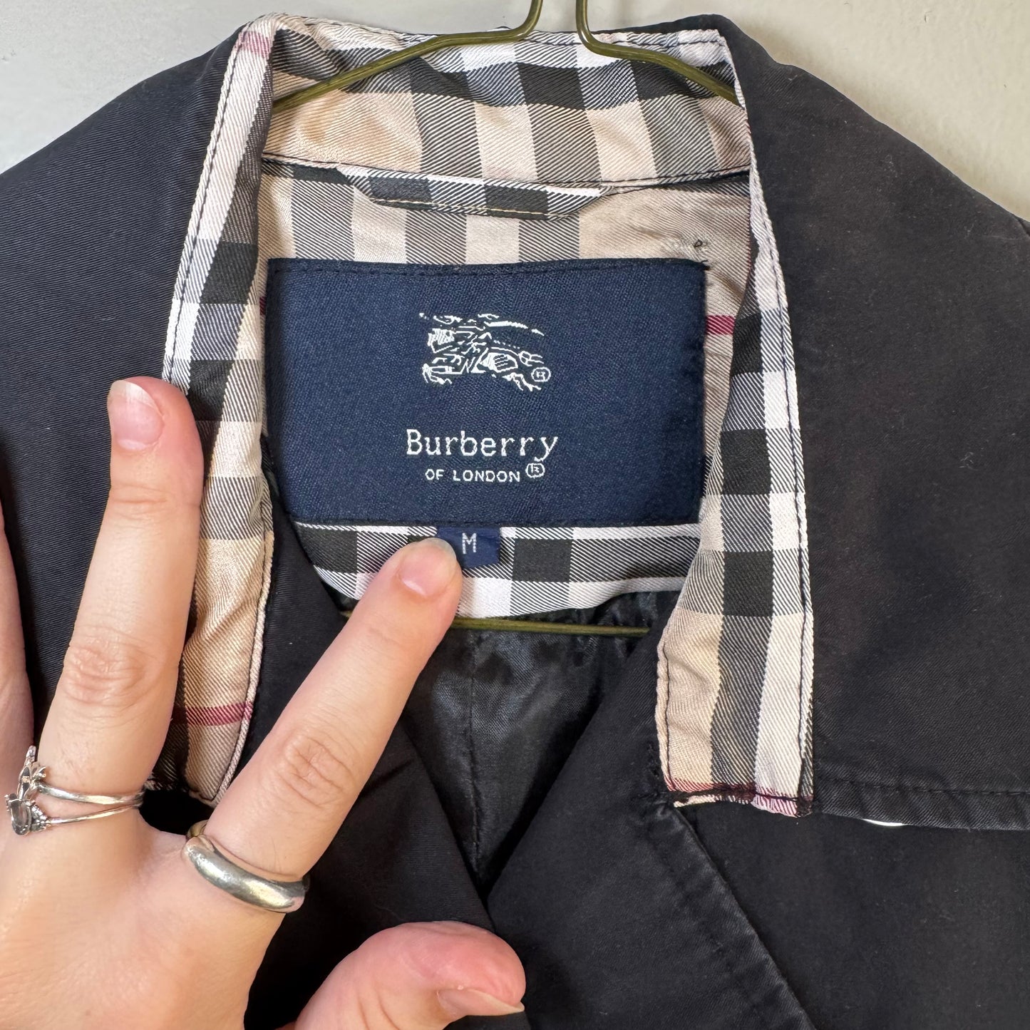 Burberry Navy Double-Breasted Trench Coat – Size M