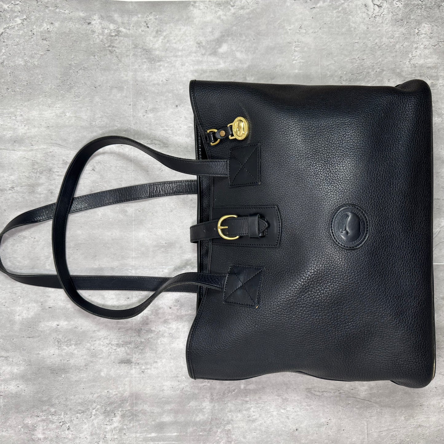 Vintage Dooney & Bourke Black Pebbled Leather Tote – Made in USA