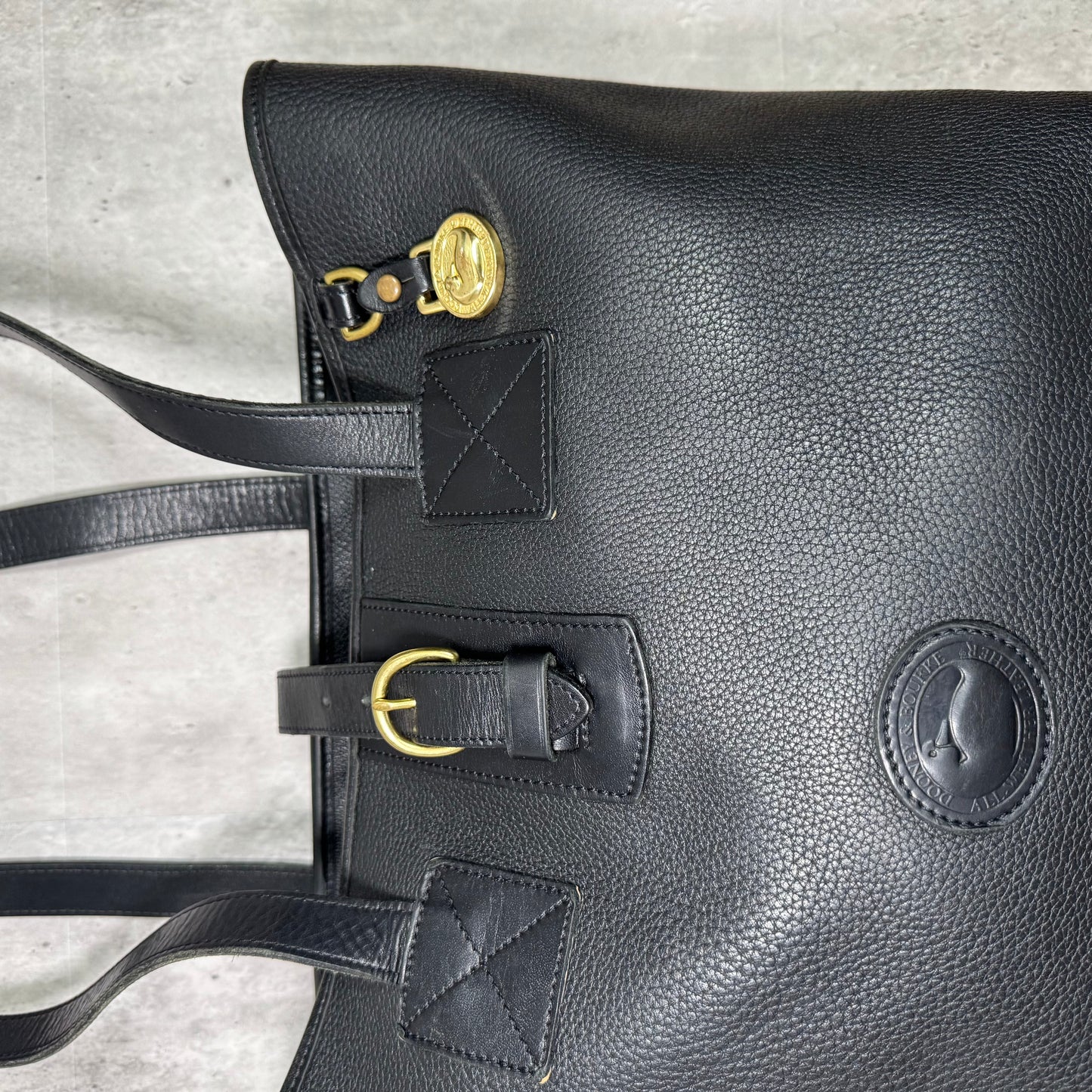 Vintage Dooney & Bourke Black Pebbled Leather Tote – Made in USA