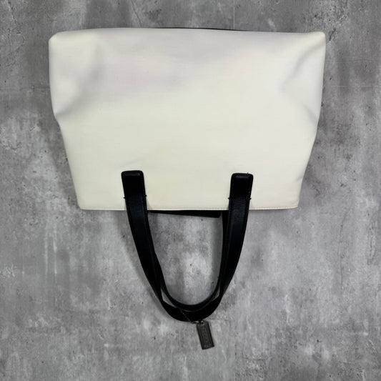 Vintage Coach Black & White Top Handle Small Leather Tote – Minimalist Mod Classic