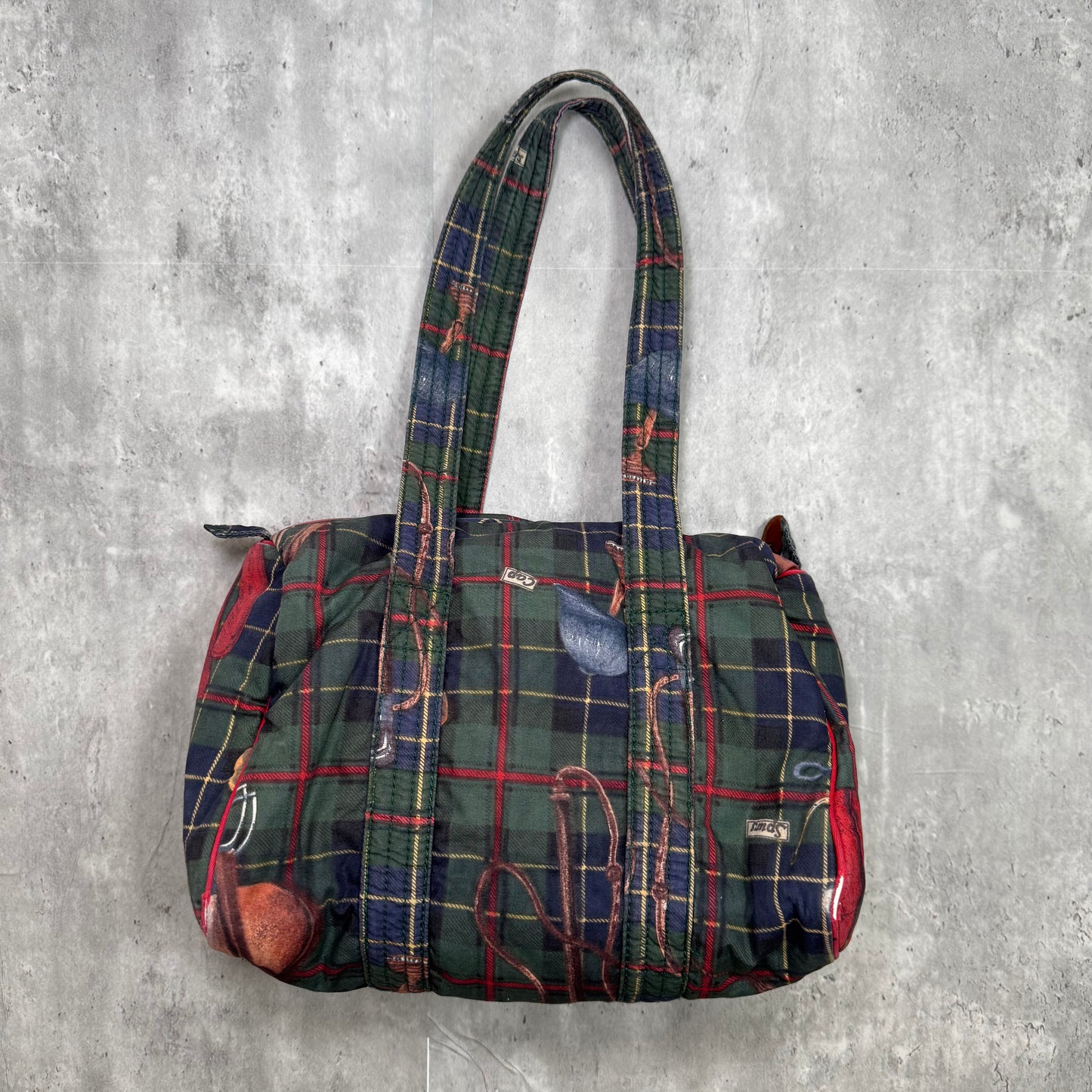 Vintage Ralph Lauren Plaid Equestrian Print Tote Bag