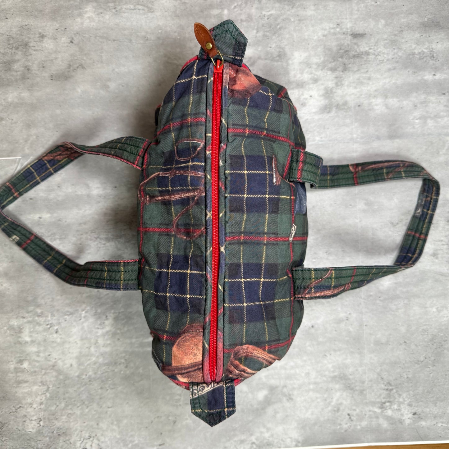 Vintage Ralph Lauren Plaid Equestrian Print Tote Bag