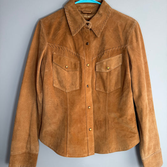 One 98 Nine Tan Suede Western Shirt – Size M