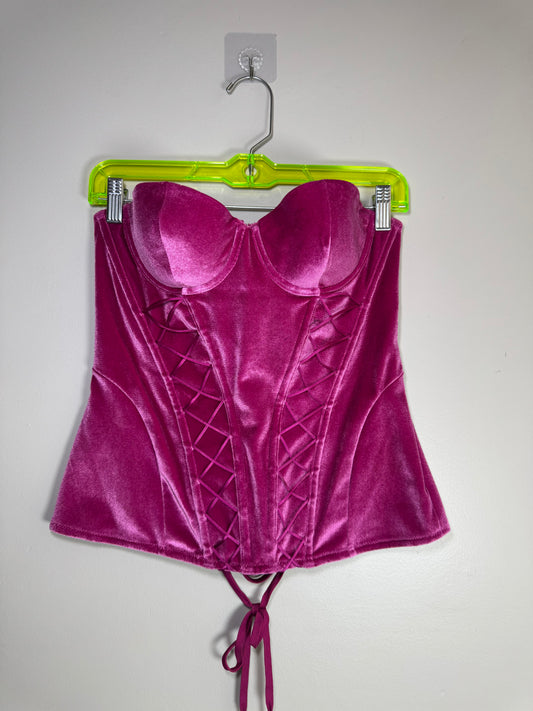 Savage X Fenty Fuchsia Velvet Corset Top – Size M