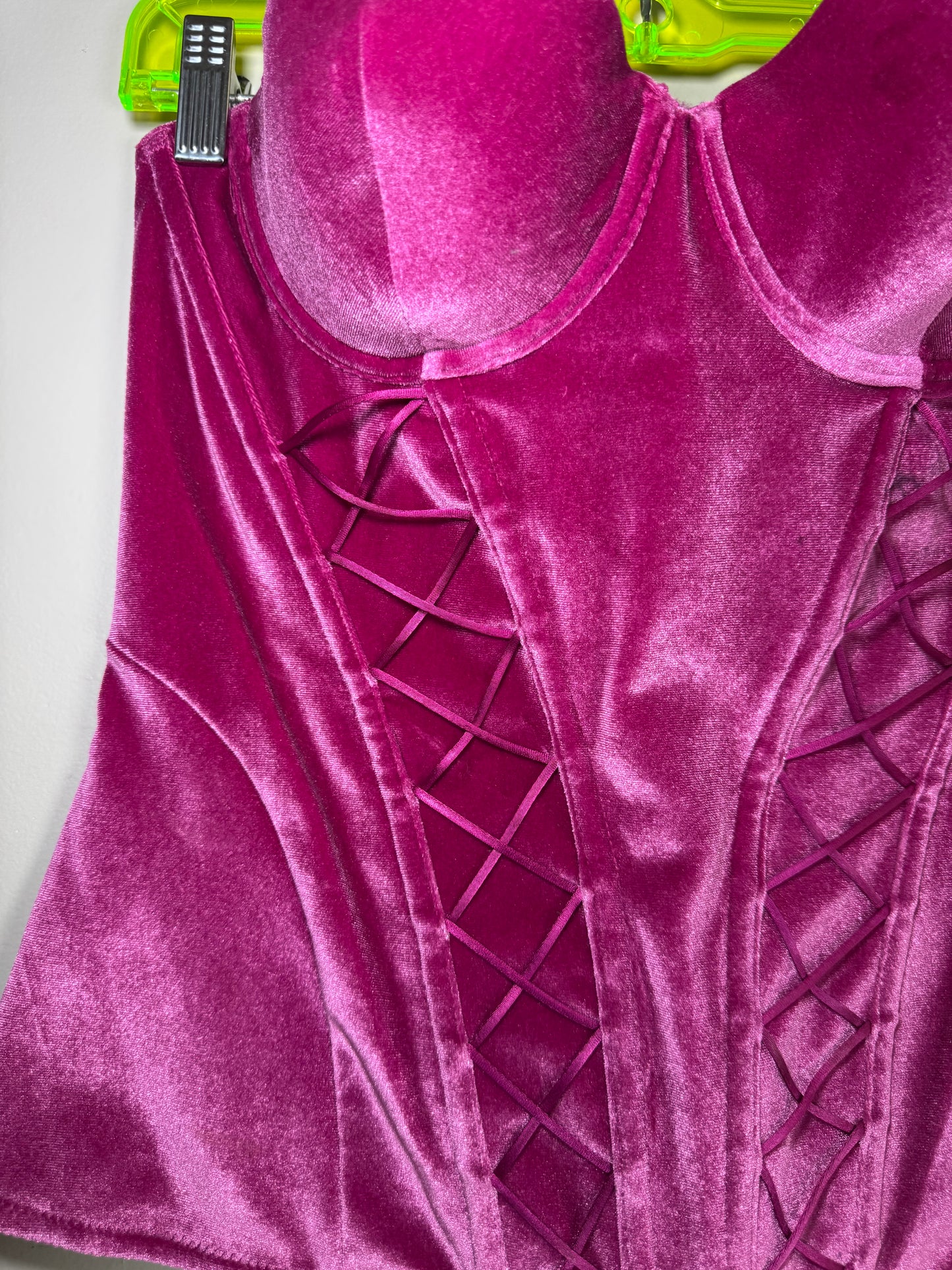 Savage X Fenty Fuchsia Velvet Corset Top – Size M