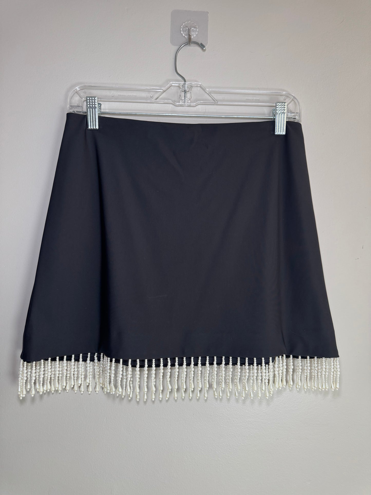 House of Harlow 1960 Black Pearl Fringe Top & Skirt Set – Size S