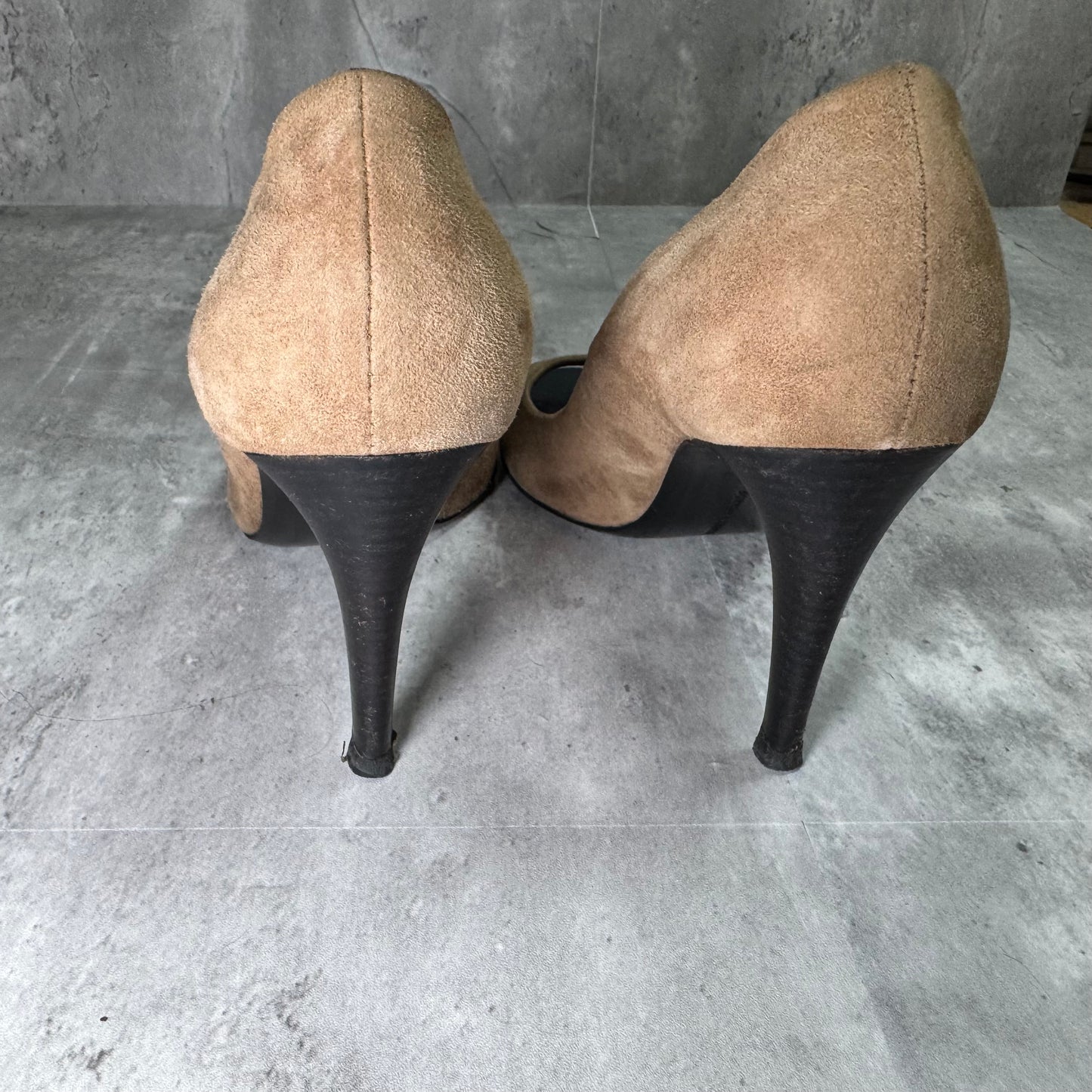 Vintage Bottega Veneta Black Suede Peep Toe Pumps – Size 41