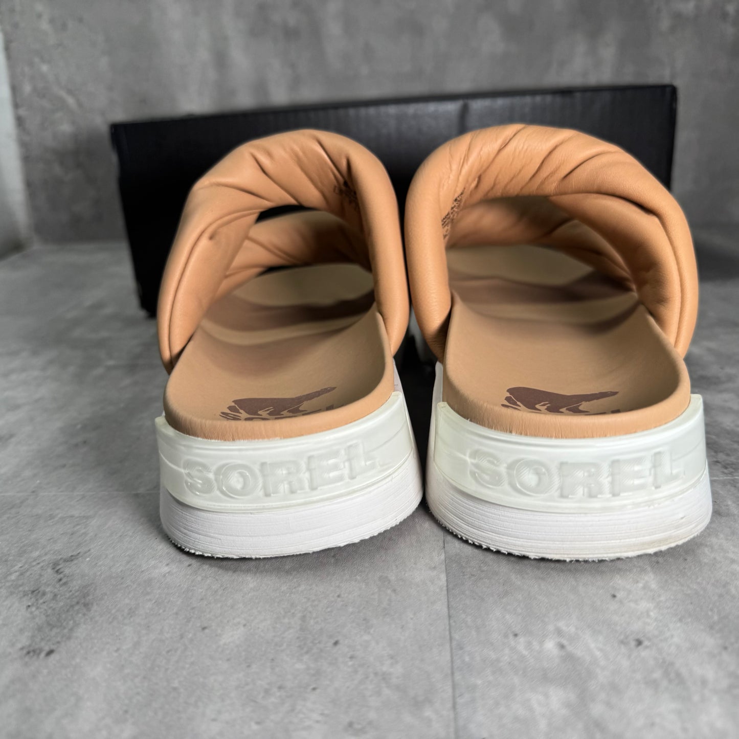 Sorel Viibe Twist Slides – “Sea Salt” in Honest Beige, Size 10
