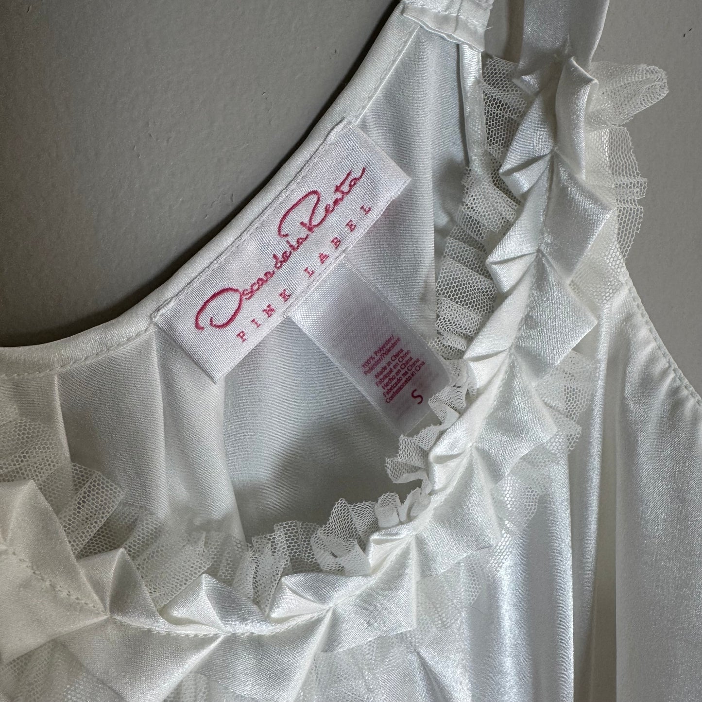 Oscar de la Renta Pink Label White Robe & Slip Set – Size S