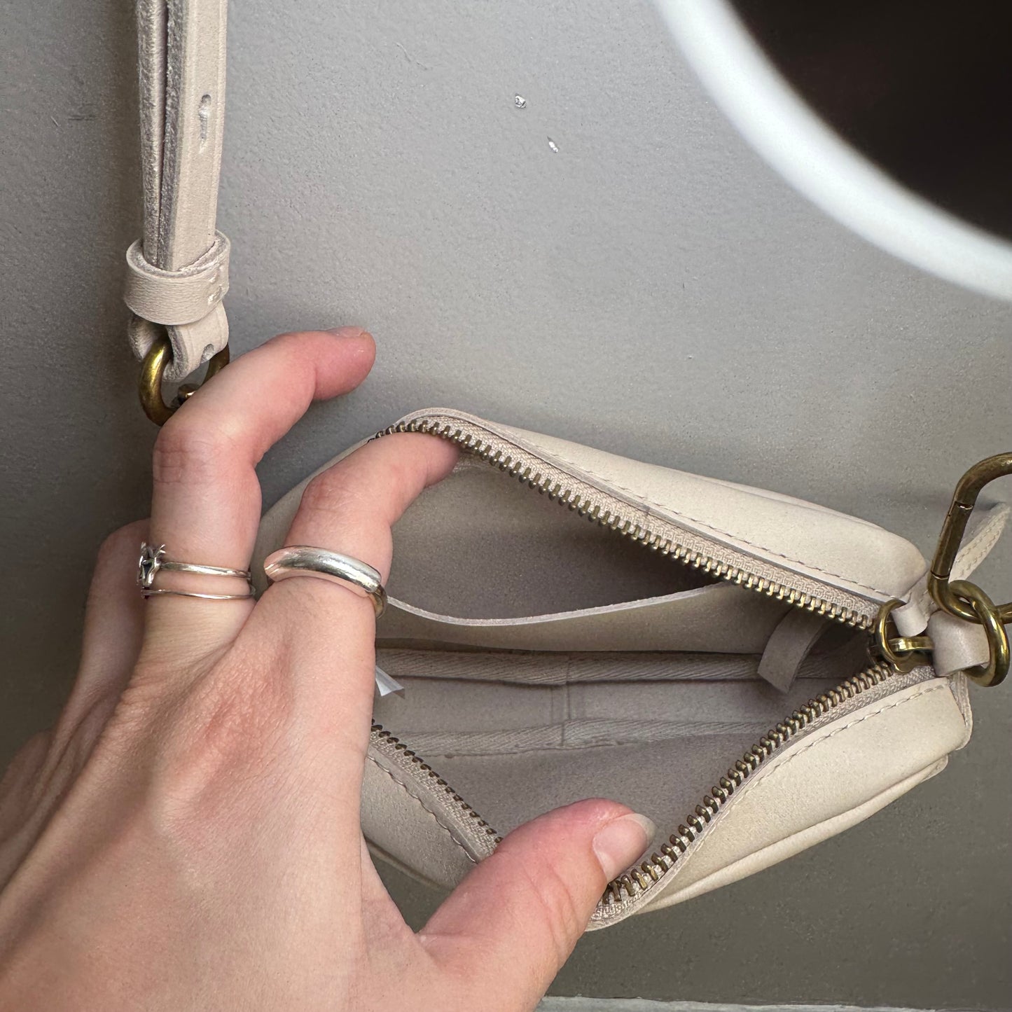 Madewell Cream leather crossbody bag