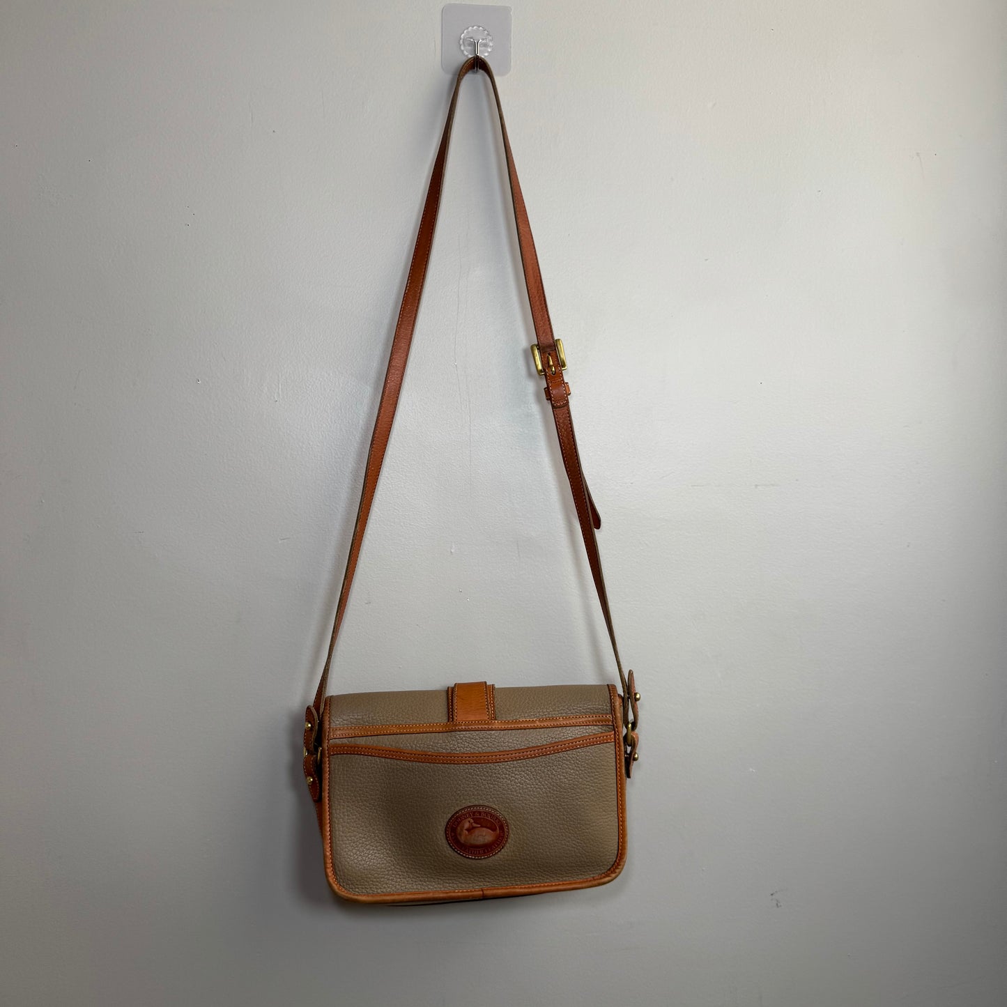 Vintage Dooney & Bourke Pebbled Leather Satchel – Olive & Saddle Trim