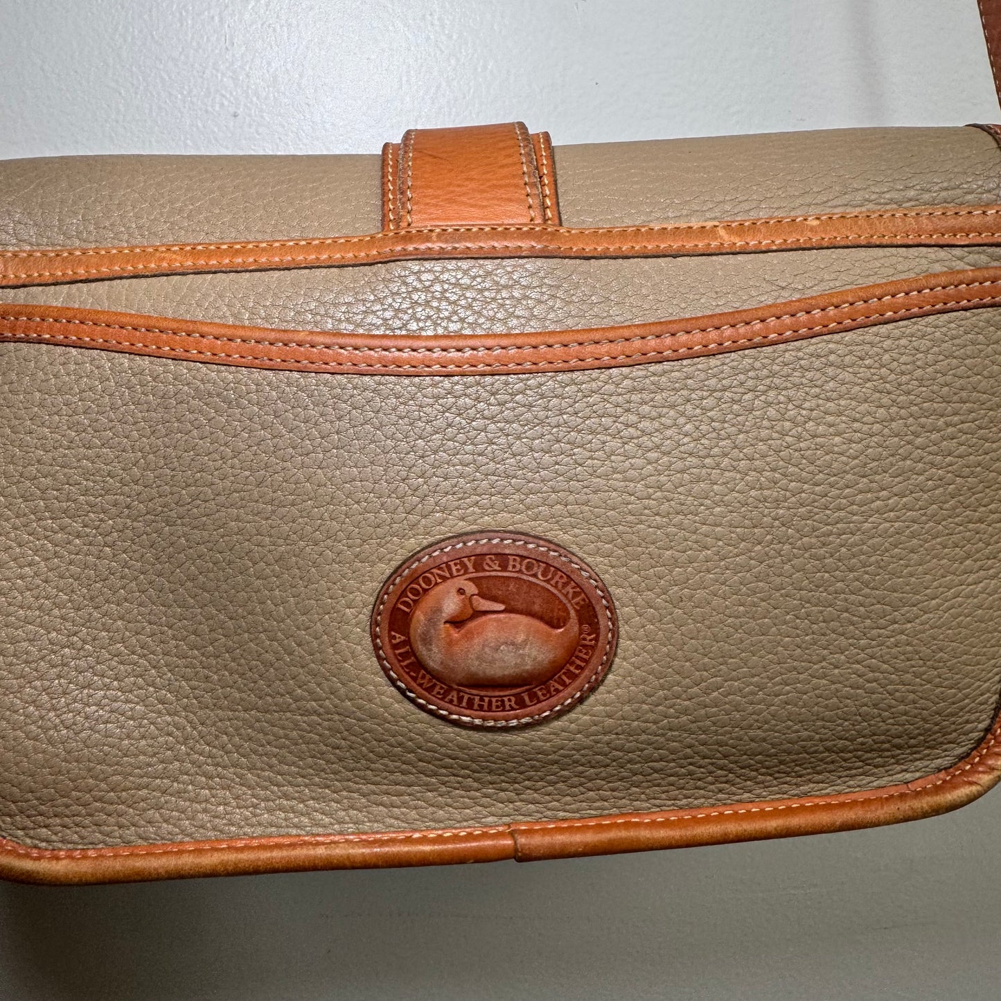 Vintage Dooney & Bourke Pebbled Leather Satchel – Olive & Saddle Trim