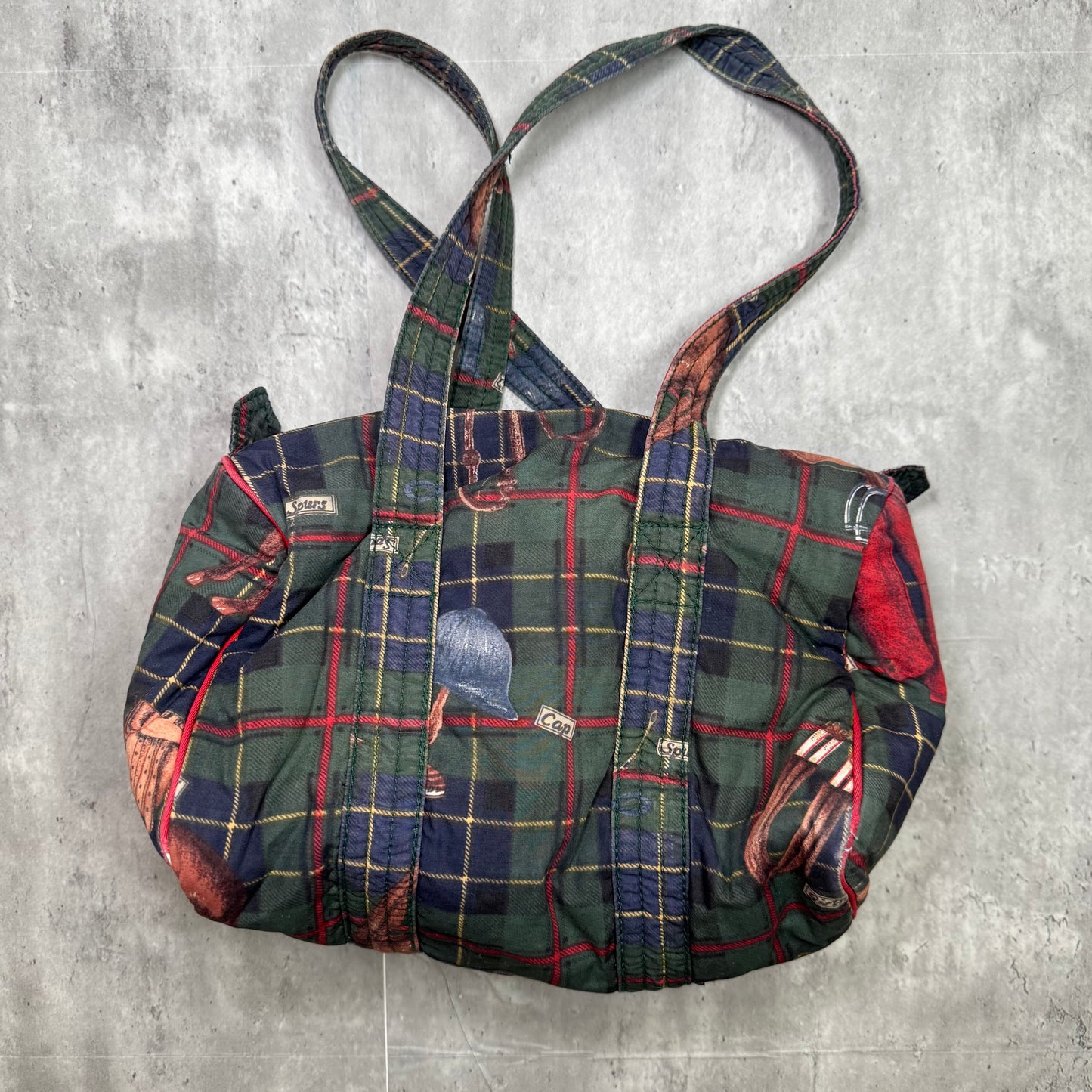 Vintage Ralph Lauren Plaid Equestrian Print Tote Bag