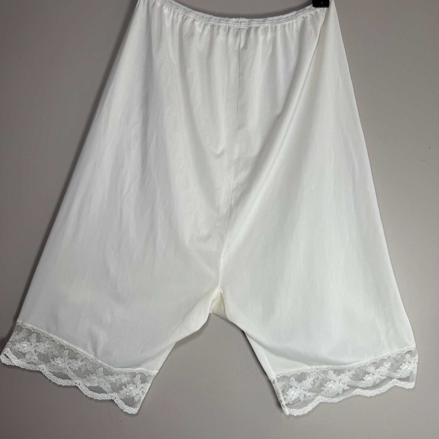 Vintage White Satin Bloomers – Lace Trim, Soft Shine, and Retro Charm