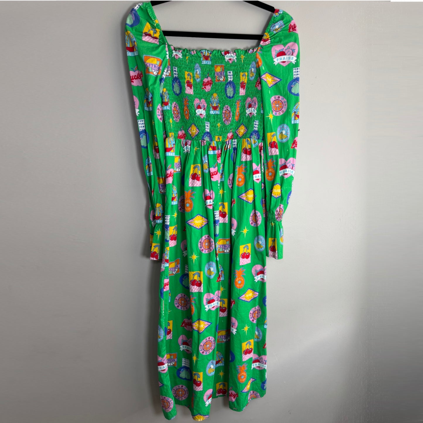 Never Fully Dressed Green Fruit Label Maxi Dress – Size US 4